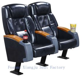 中国 鋼鉄足のカップ・ホルダーXJ-6878が付いている木のArmrestの本革の劇場の座席の椅子 サプライヤー