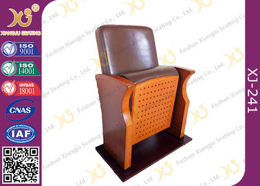 中国 ブラウンの座席を引き込める自己の重量が付いている革低速の背部講堂の椅子 サプライヤー