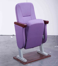 中国 安い紫色の生地販売のためのパッドを入れられた座席基盤が付いている積み重ね可能な教会椅子 サプライヤー