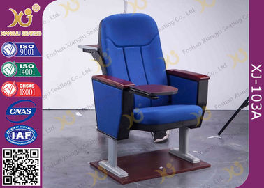 中国 反汚れの生地の正常な鉄の足の箱およびテーブルが付いている物質的な講堂の椅子 サプライヤー