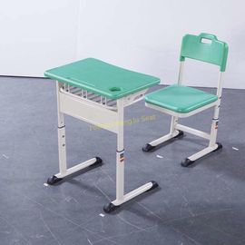 中国 アルミニウム フレーム中間の高い学生の机および椅子の一定のHDPEの表面のミントの緑 サプライヤー